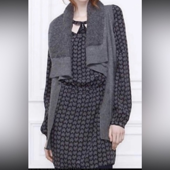 Antropologie Leifsdottir - Gray Alpaca Hook Front Tunic Vest Sz S $229 - Picture 2 of 12
